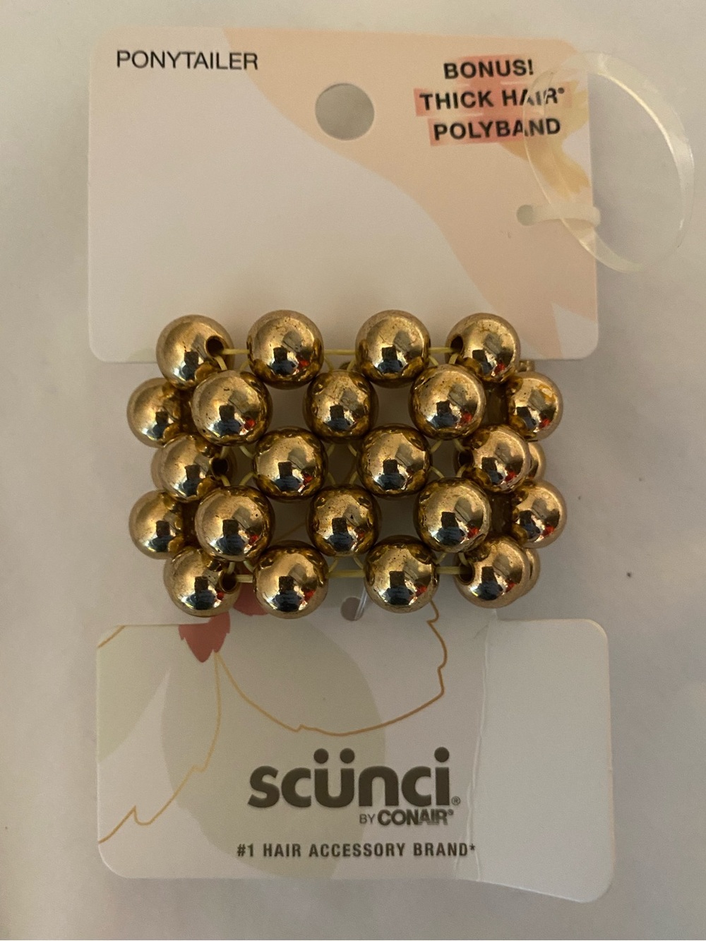 Scunci Gold Beaded Ponytailer Hair Tie - NEW! - Picture 4 of 6